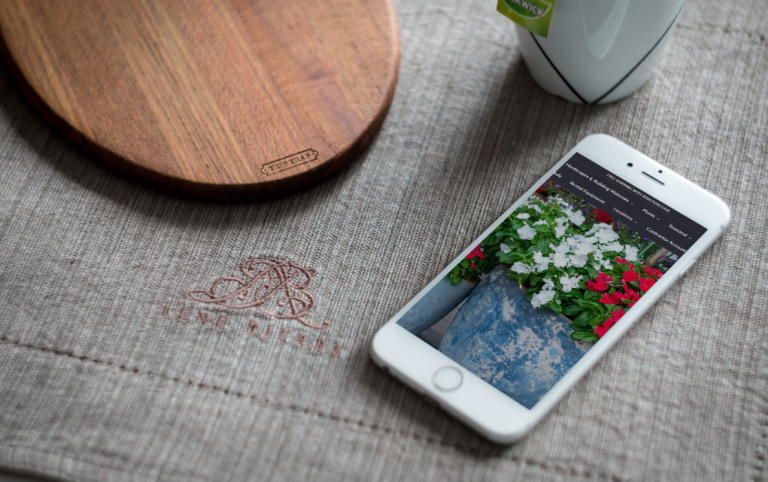 Garden center website on mobile phone