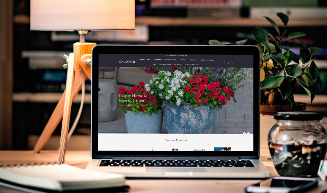 Garden Center website on laptop
